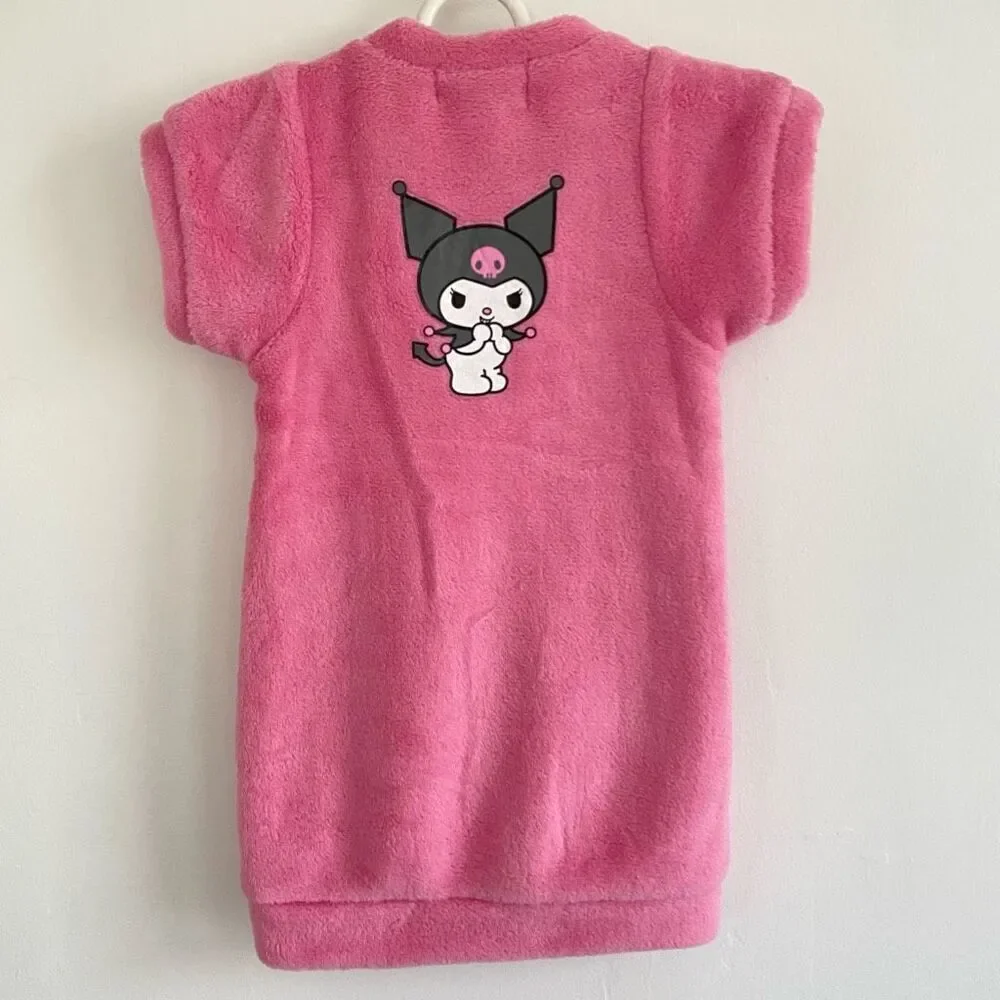 Pink Kid’s Hello Kitty Kuromi Fuzzy Terry Cloth Swim Cover Up